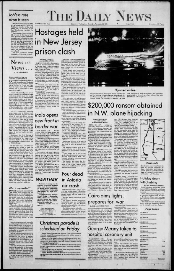 Longview Daily WA 11/25/71 $200,000 NW Hijacking